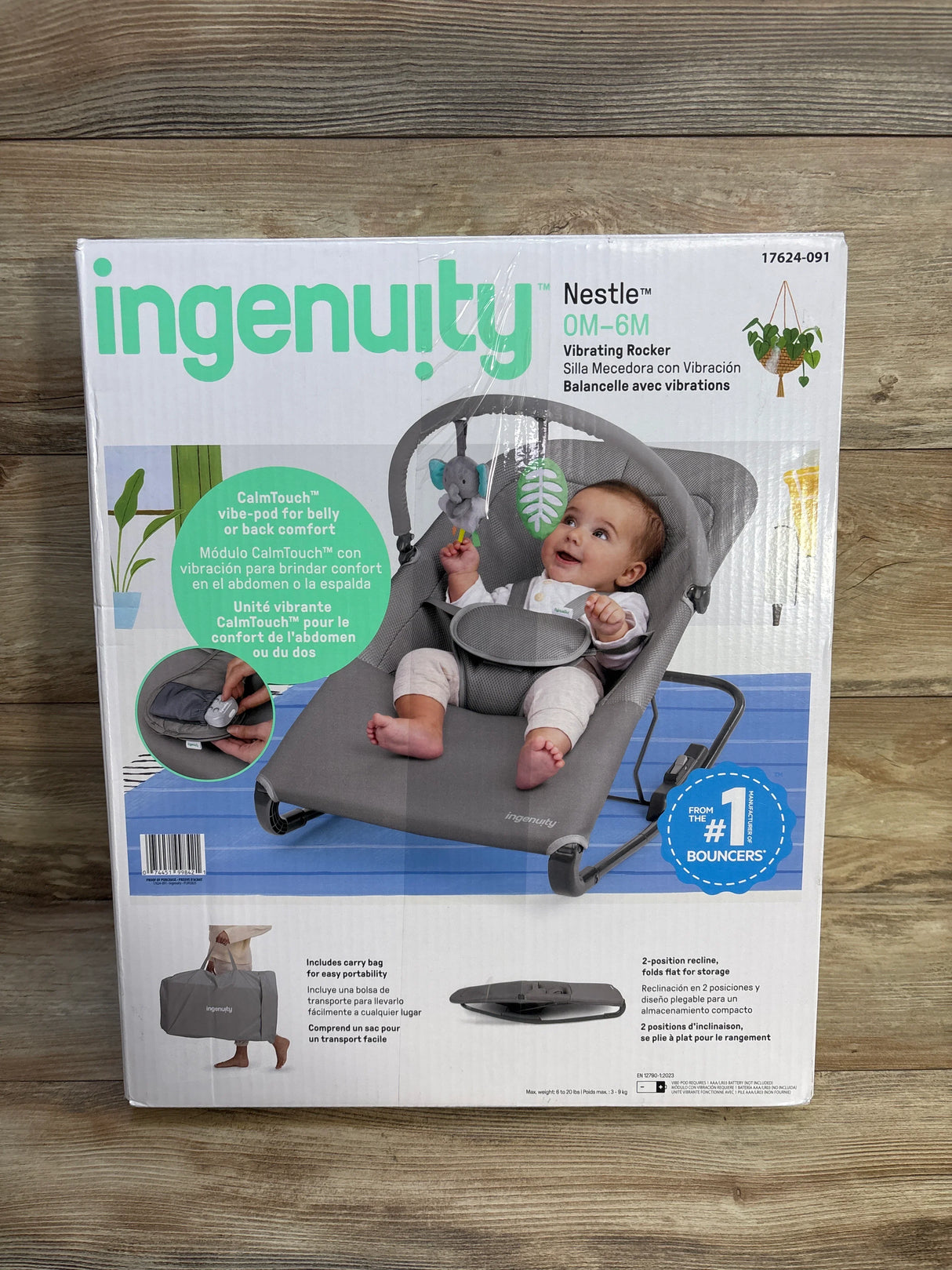 NEW Ingenuity Nestle Vibrating Rocker, Grey