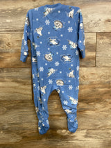 Old Navy Winter Polar Bear Blanket Sleeper Blue sz 12-18m