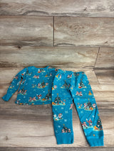 Disney Store 2pc Mickey Mouse Christmas Pajama Set Light Blue sz 3T