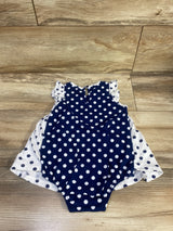 First Impressions Polka Dot Bodysuit Dress White sz 24m