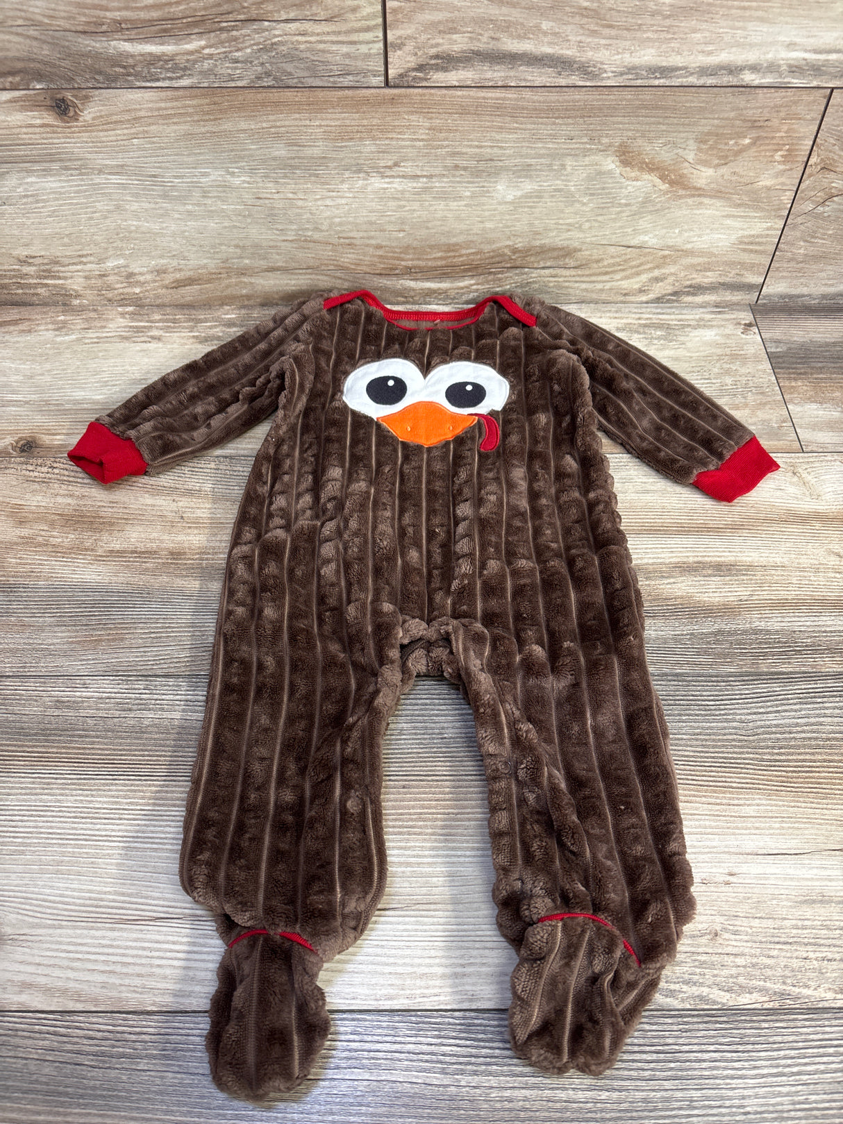 Baby Starters Textured Plush Turkey Footed Coverall Brown sz 9m