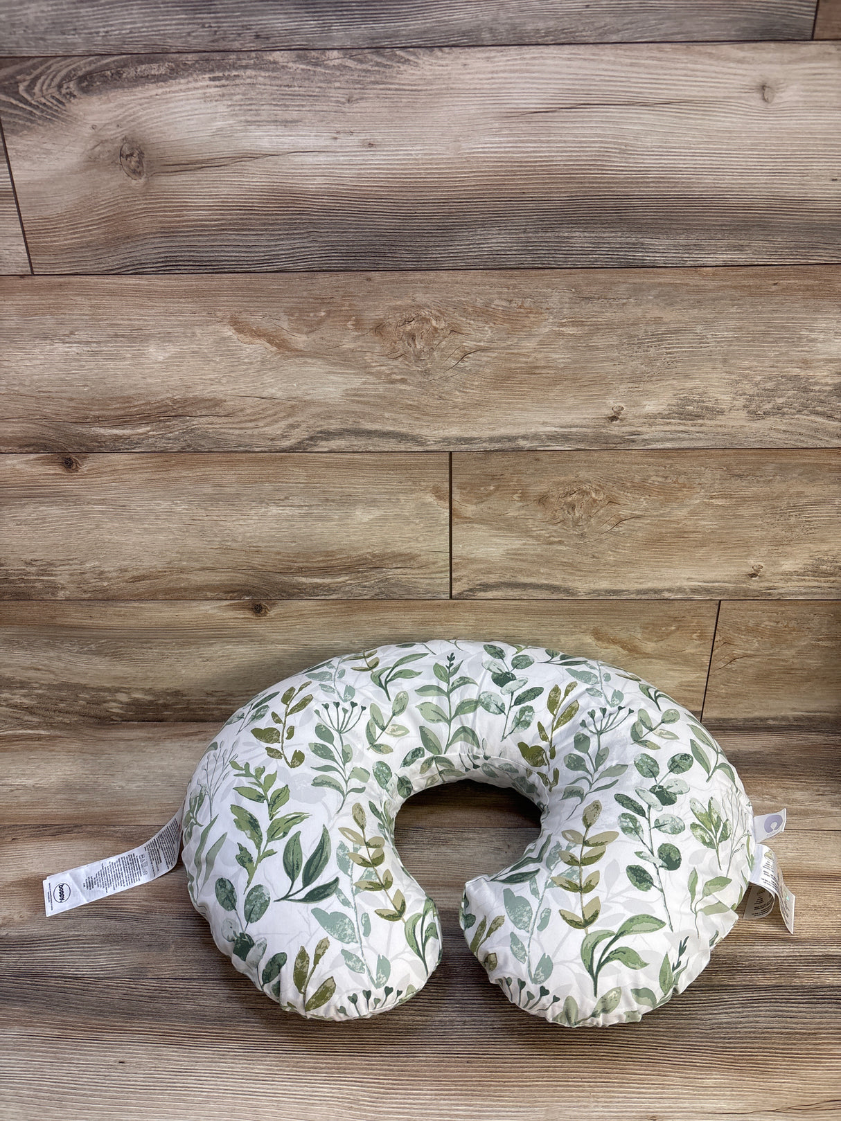 Boppy Nursing Pillow with Green Leaf Slipcover