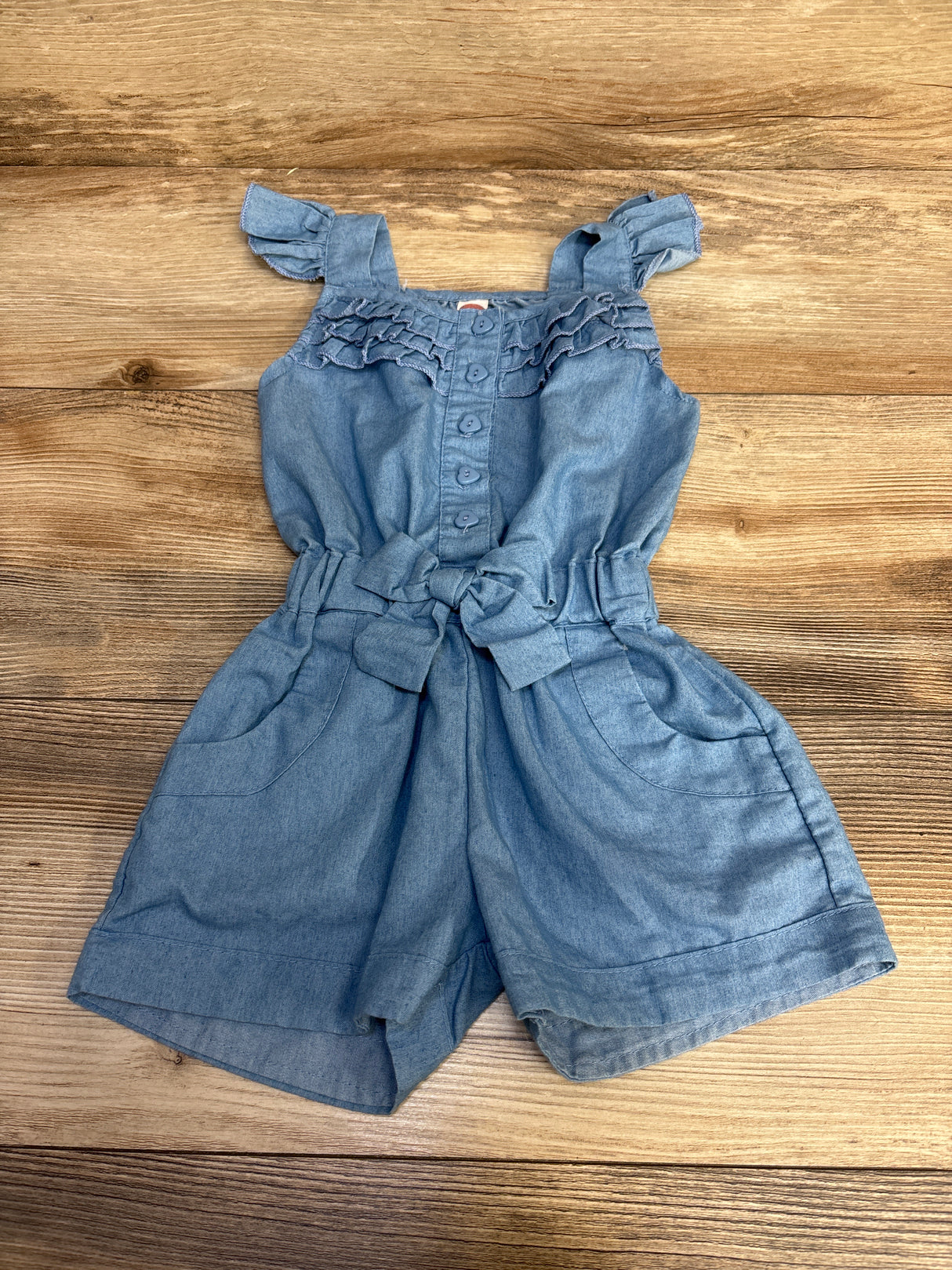 Ruffle Chambray Romper Blue sz 18-24m