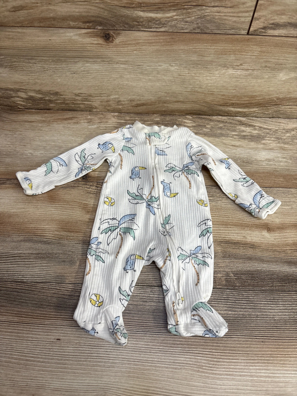 Carter's Ribbed Beach Print Sleeper White sz Newborn