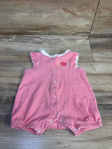 Little Me Striped Button-Front Shortie Romper Pink sz 6m