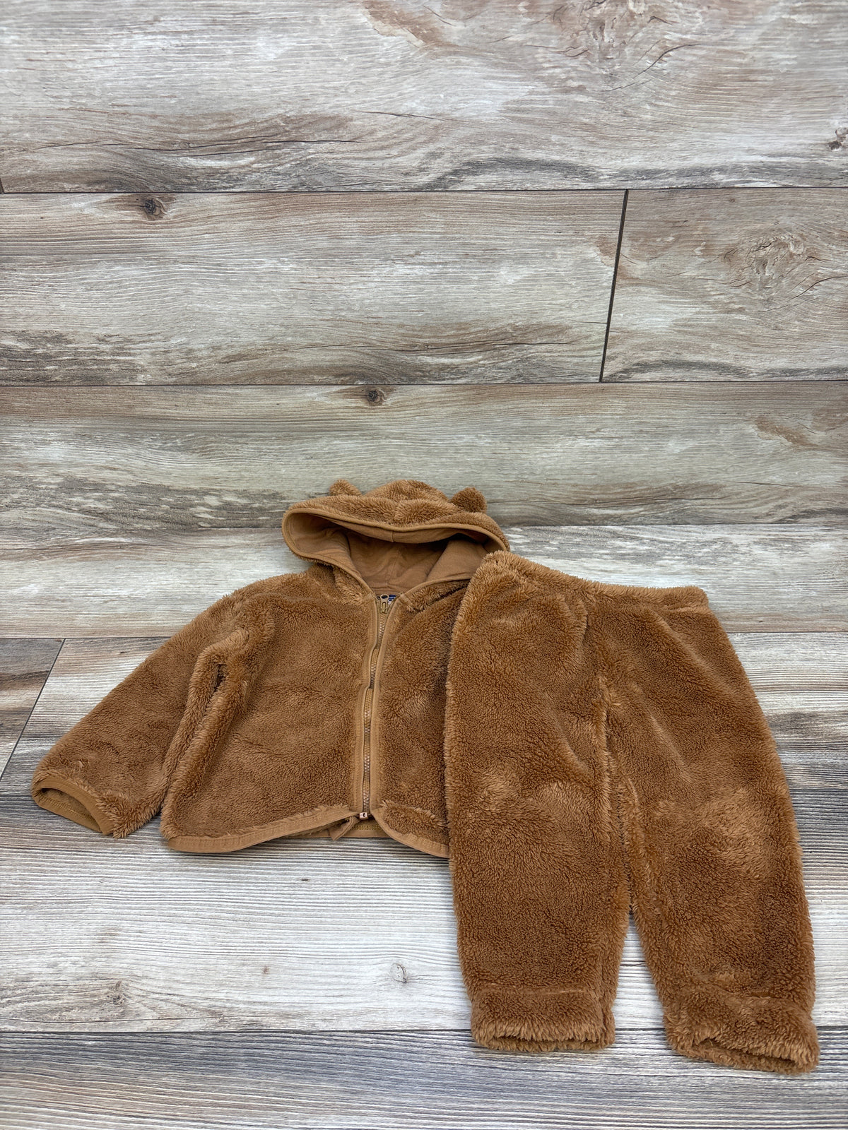 Children's Place 2pc Plush Zip-Up Jacket & Pants Set Brown sz 18-24m