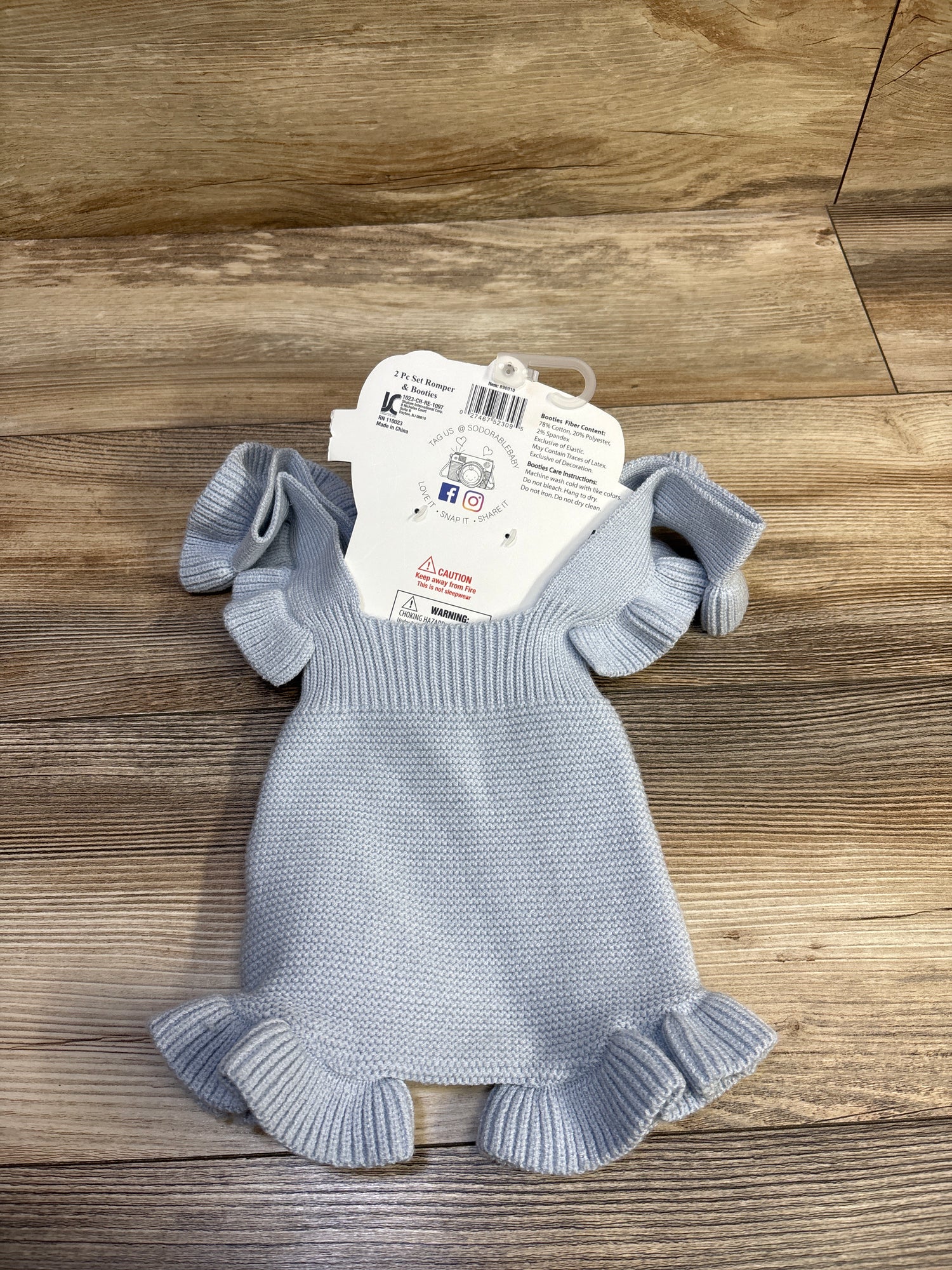 NEW So 'Dorable 2pc Knit Romper & Booties Set Blue sz 0-12m