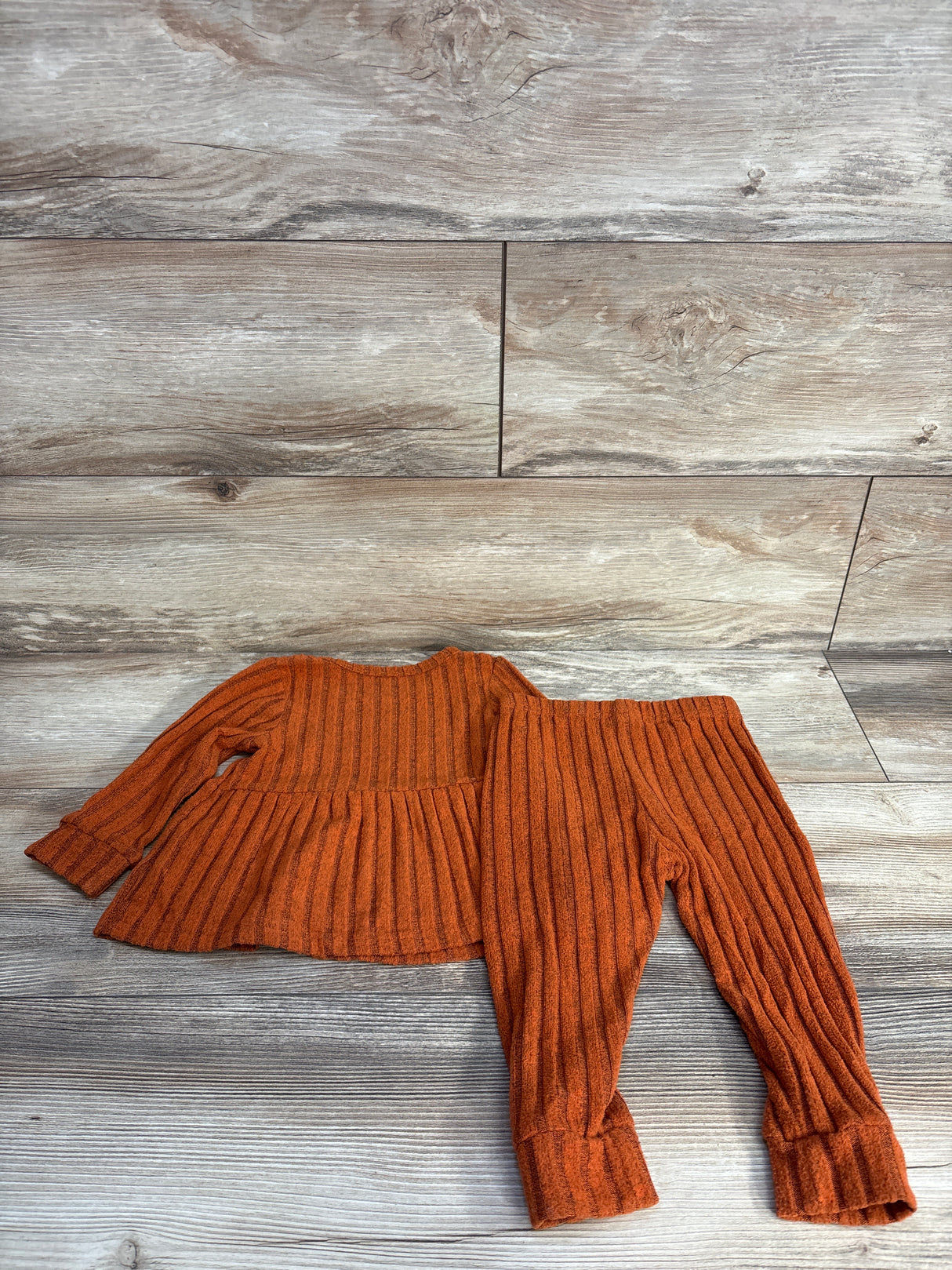 Ribbed 2pc Top & Pants Set Rust sz 9-12m