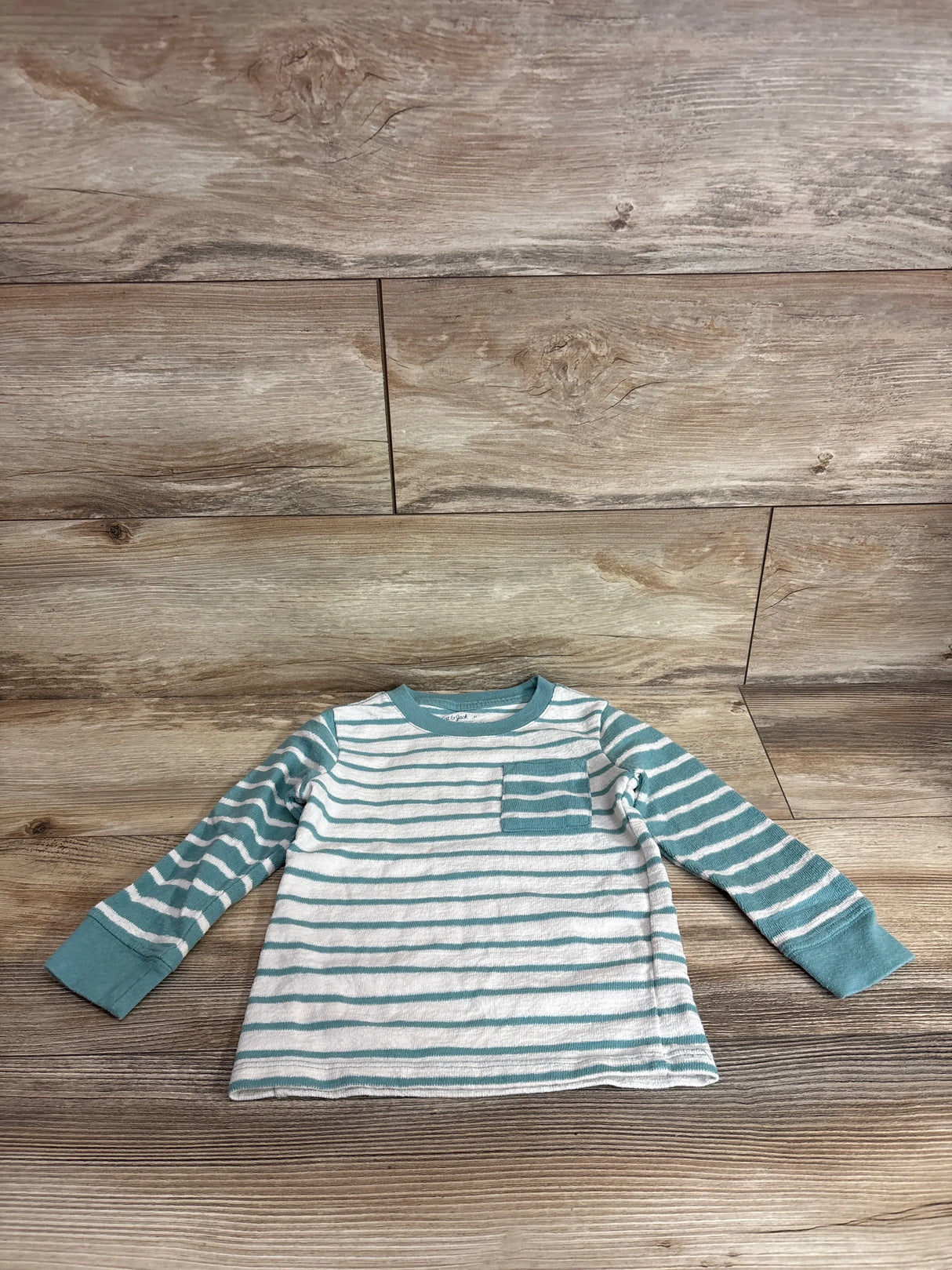 Cat & Jack Striped Long Sleeve Terry Cloth Shirt Green sz 3T