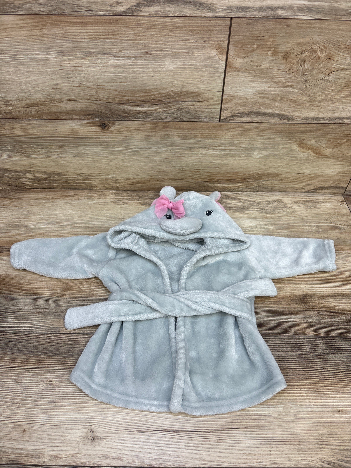 Hudson Baby Plush Hooded Elephant Robe Grey sz 0-9m