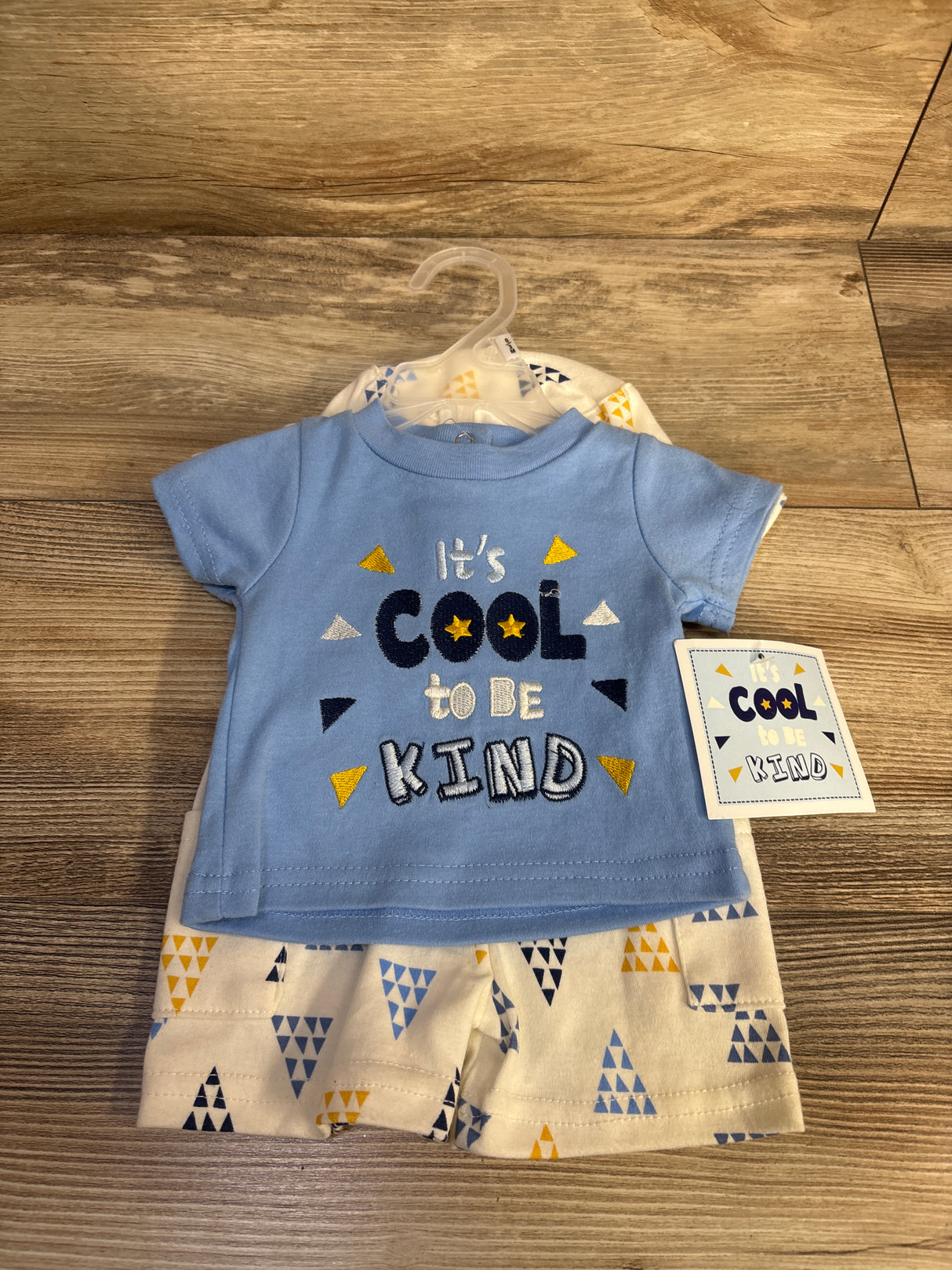 NEW Little Beginnings 3pc 'It's Cool To Be Kind' Outfit Set Blue sz 0-3m