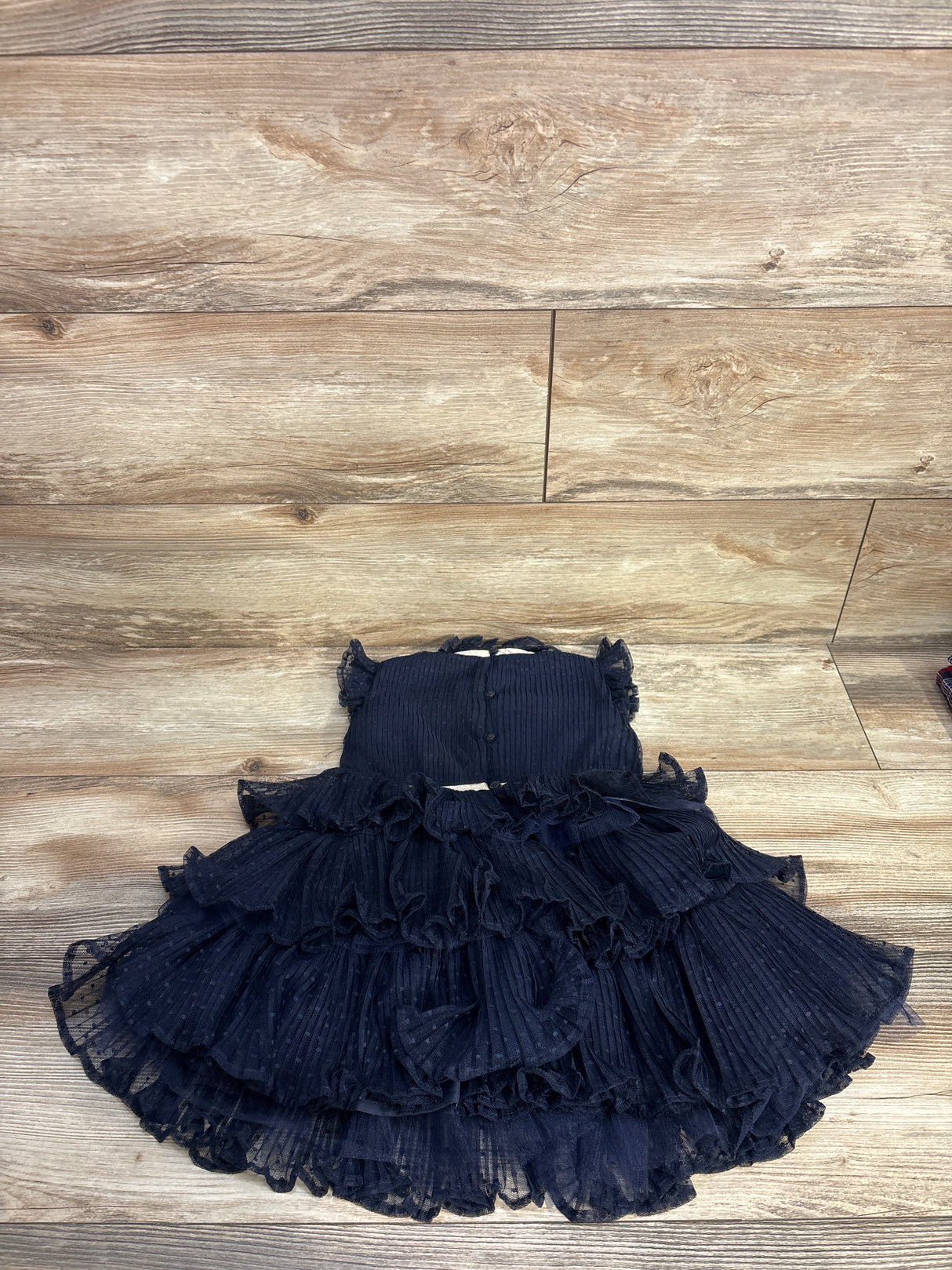 Janie & Jack Dot Tulle Ruffle Dress in Dark Marine sz 3T