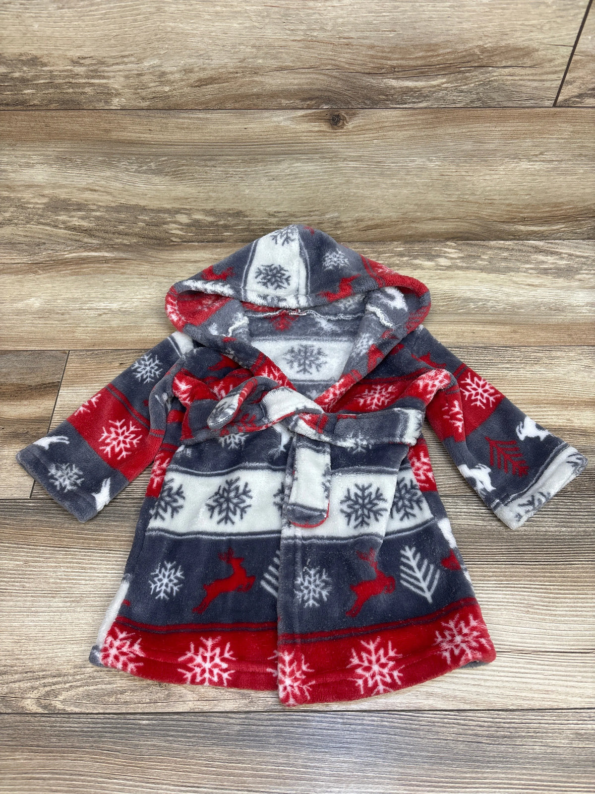 Blankets & Beyond Plush Snowflake Bath Robe Grey sz 12m+