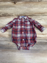 Oshkosh Plaid Button Up Bodysuit Red sz 9m