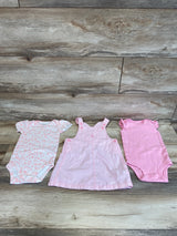 Just One You 3pc Striped Jumper Dress Set Pink sz 12m