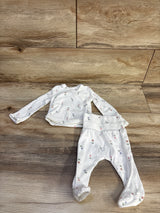 Just One You 2pc Ribbed Floral Kimono Top & Bottoms White sz Newborn