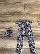 Little Bum Bums Skeletons in The Closet Short Sleeve Sleeper & Hat Grey sz 2T