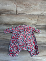 Petite Plume Twill Floral Romper Red sz 0/3m