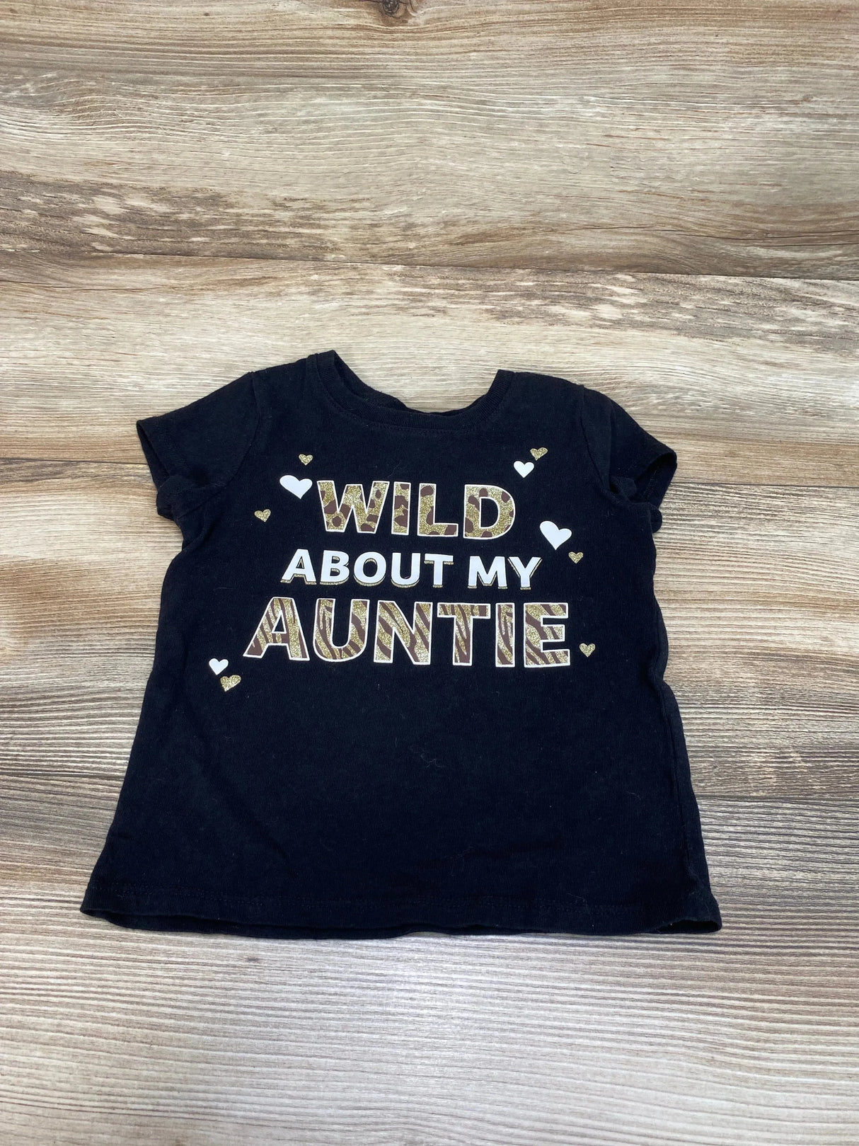 Children's Place 'Wild About My Auntie' Shirt Black sz 2T