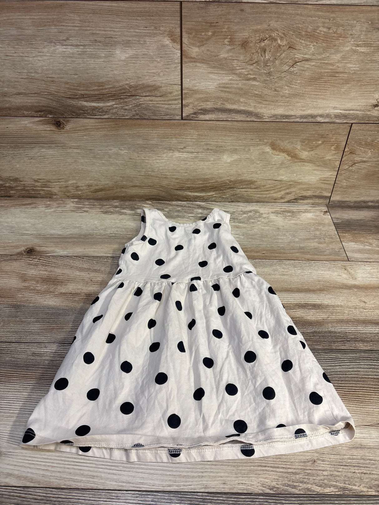 H&M Polka Dot Print Cotton Sleeveless Dress Beige sz 3/4T