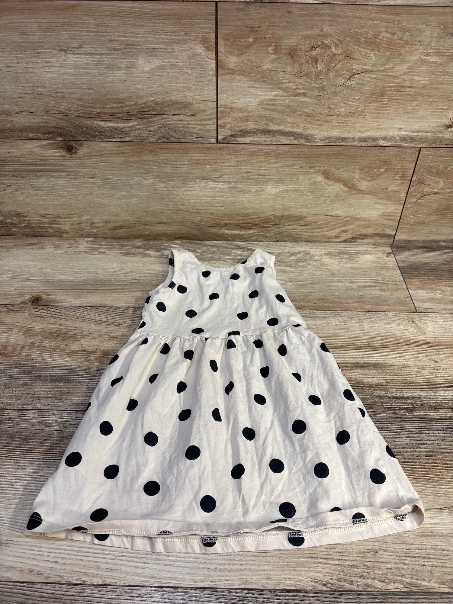 H&M Polka Dot Print Cotton Sleeveless Dress Beige sz 3/4T