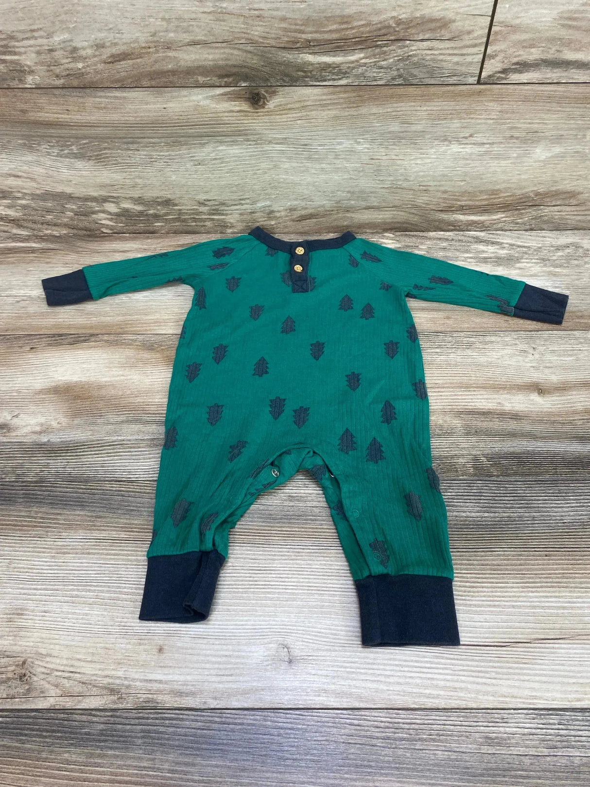 Cat & Jack Henley Tree Print Coverall Green sz 3-6m