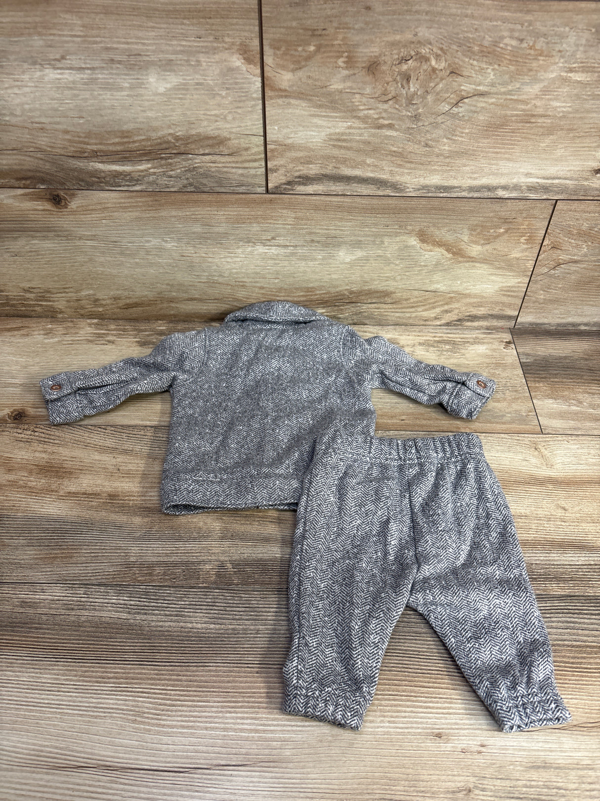 Just One You Tweed Button Up Shirt & Bottoms Set White sz 3m