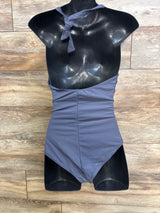 NEW East Elegant Maternity 1pc Halter Swimsuit Slate Blue sz Small