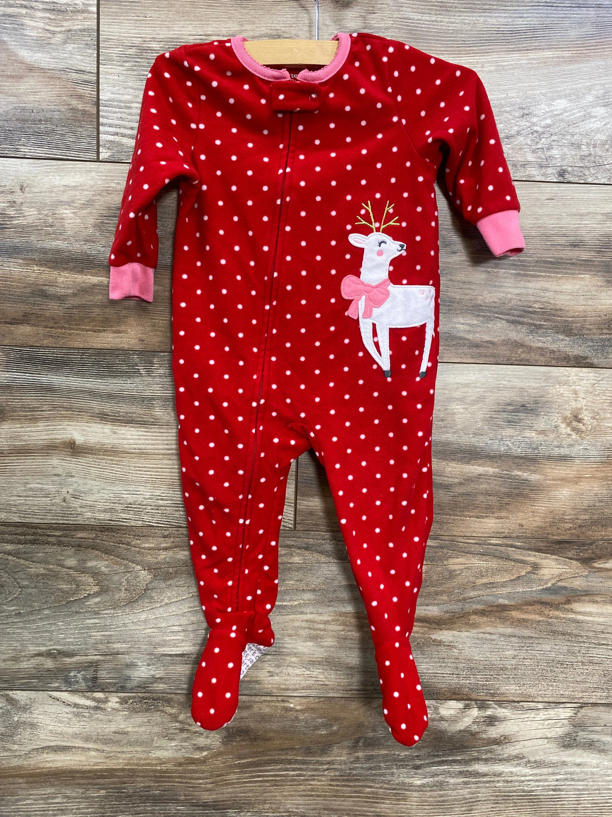 Carter's Christmas Polka Dot Blanket Sleeper Red sz 12m
