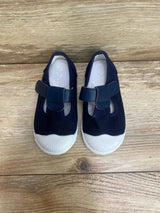 Jacadi Paris Girls Navy Blue Canvas Shoes sz 7c