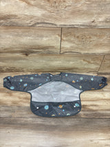 Tiny Twinkle Mess Proof/Waterproof Long Sleeve Bib Planets Grey sz 6-24m