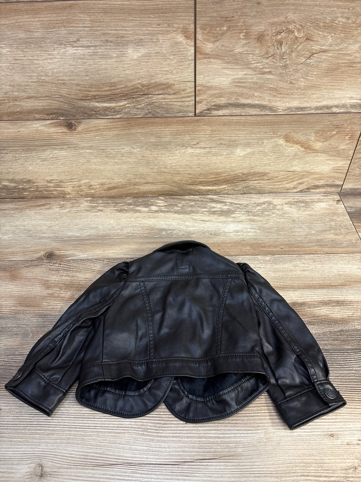 NEW Baby Gap Puff Sleeve Vegan-Leather Icon Jacket Black sz 6-12m