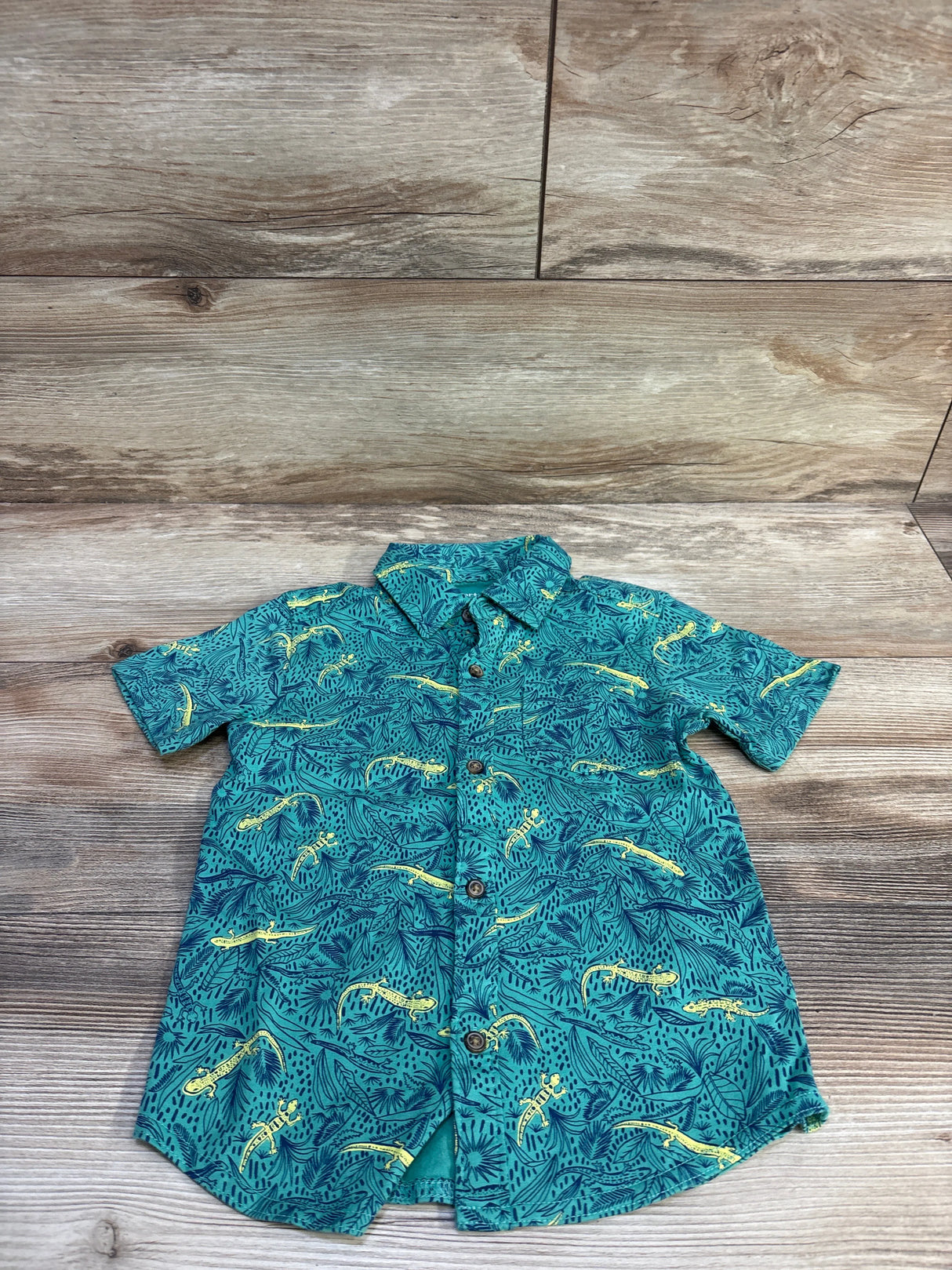 Child of Mine Lizard Button-Up Shirt Teal sz 3T