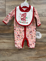NEW Koala Kids 2pc My First Christmas Sleeper & Bib Set Pink sz 0-3m