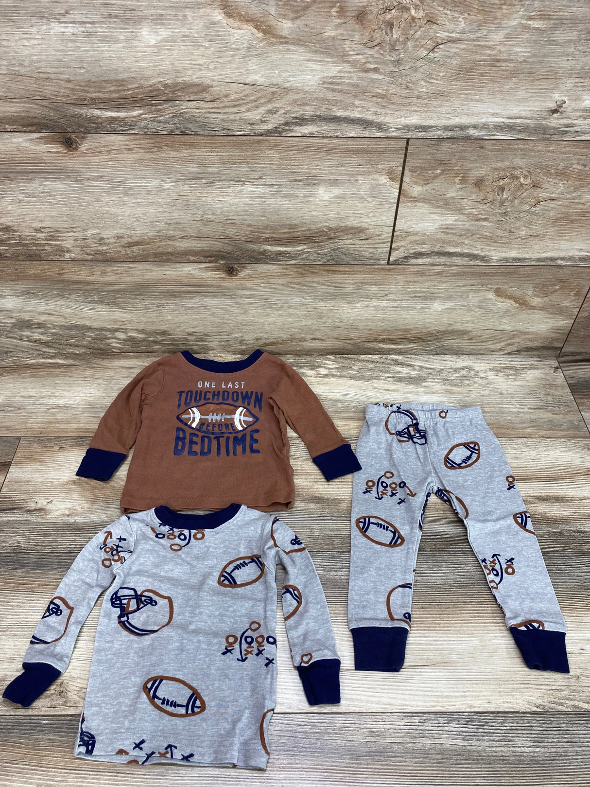 Carter's 3pc Touchdown Pajama Set Brown sz 12m