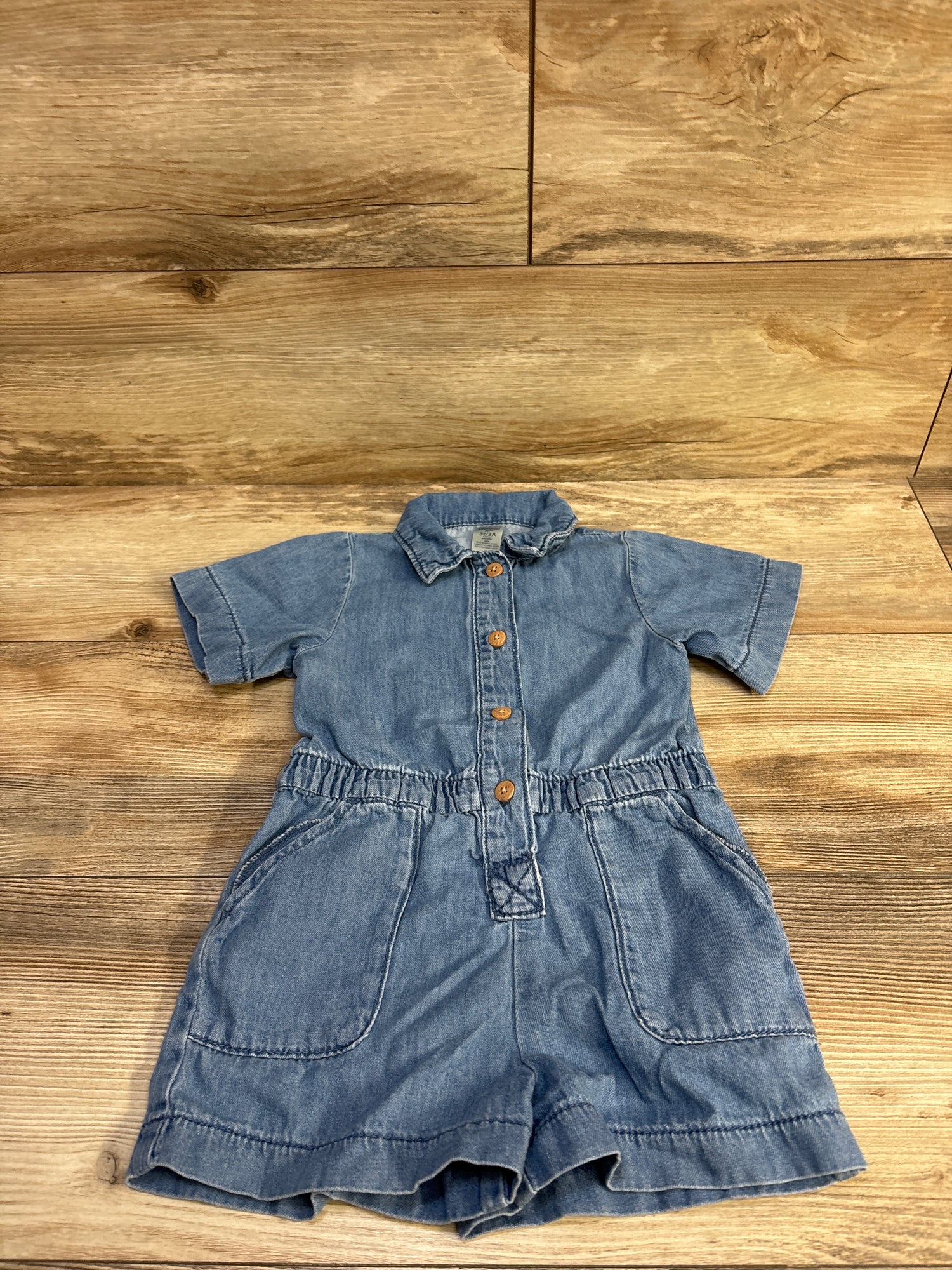 Oshkosh Chambray Polo Shortie Romper Blue sz 3T