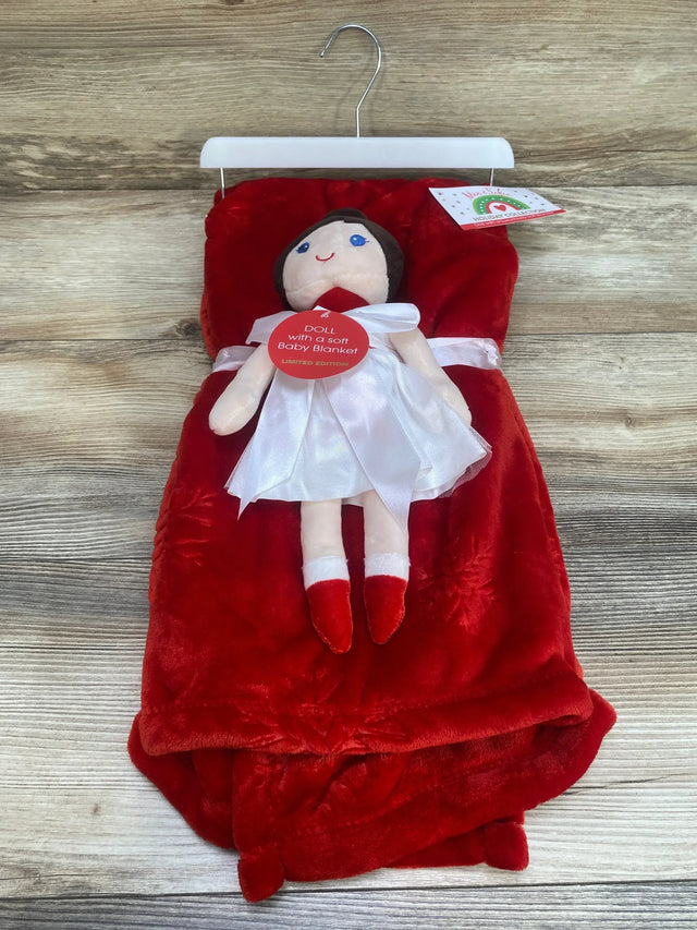NEW Mia & Sofia Holiday Collection Doll & Luxuriously Soft Blanket Red - Me n Mommy To Be