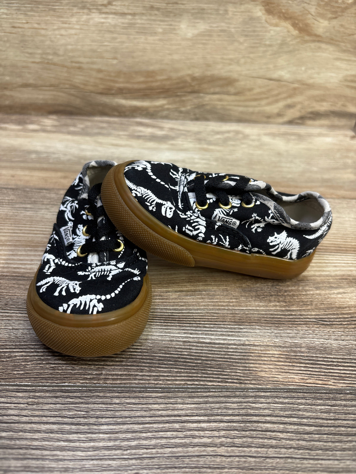 Vans Authentic Dinosaur Skeleton Sneakers Black sz 5.5c