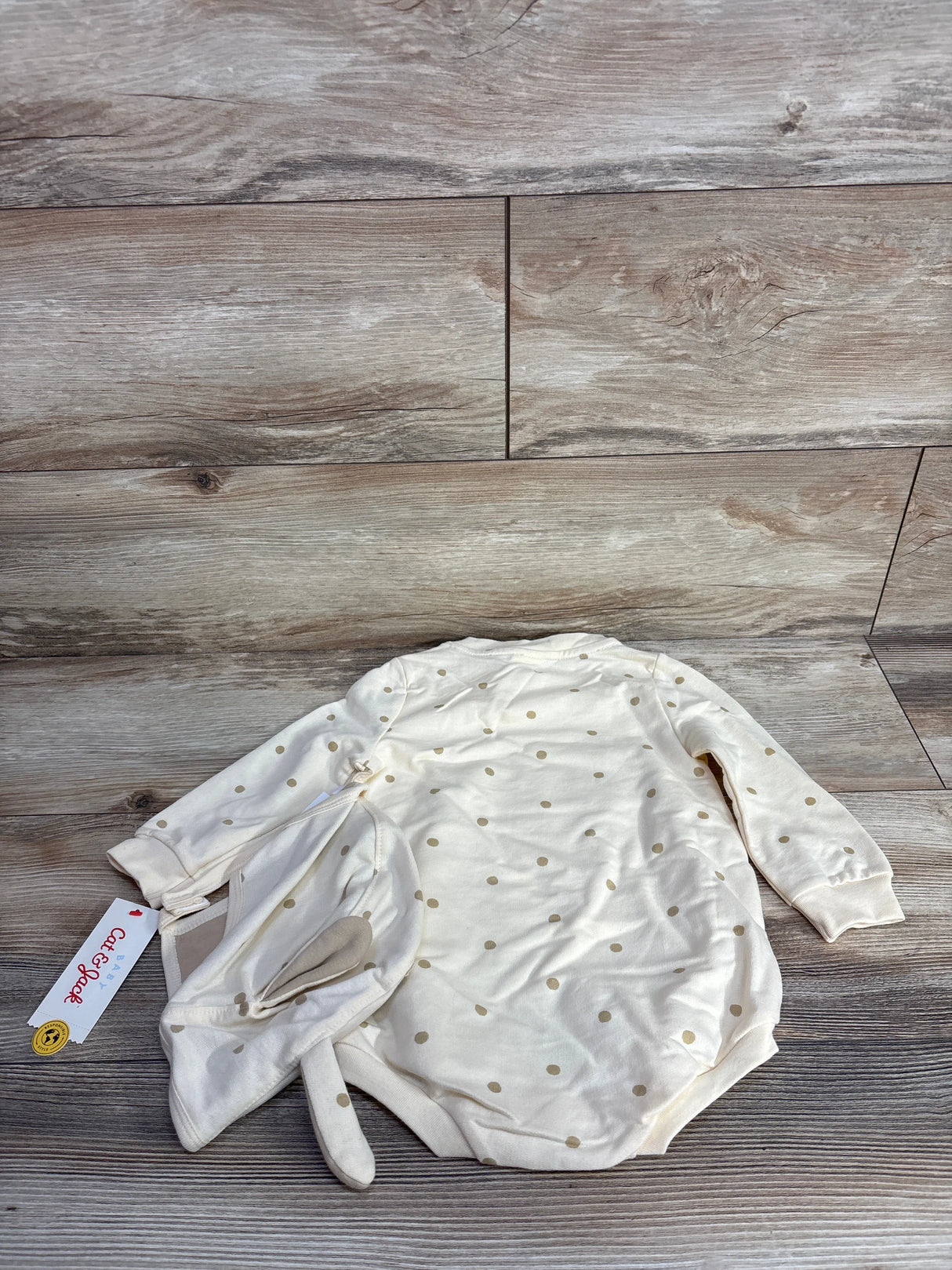 NEW Cat & Jack Polka Dot Bodysuit & Hat Set Yellow sz 18m