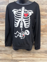 Maternity Halloween Skeleton Long Sleeve Shirt Black sz Large