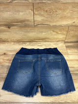 Shein Maternity Full Panel Denim Shorts Blue sz XL