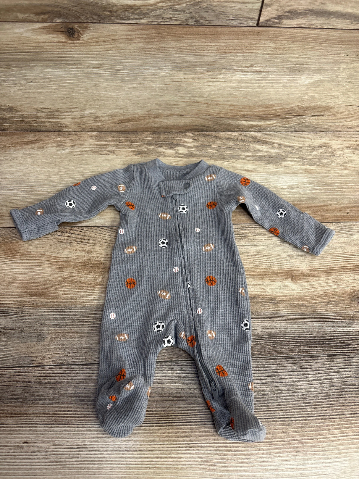 Carter's Waffle Knit Sports Sleeper Grey sz Preemie