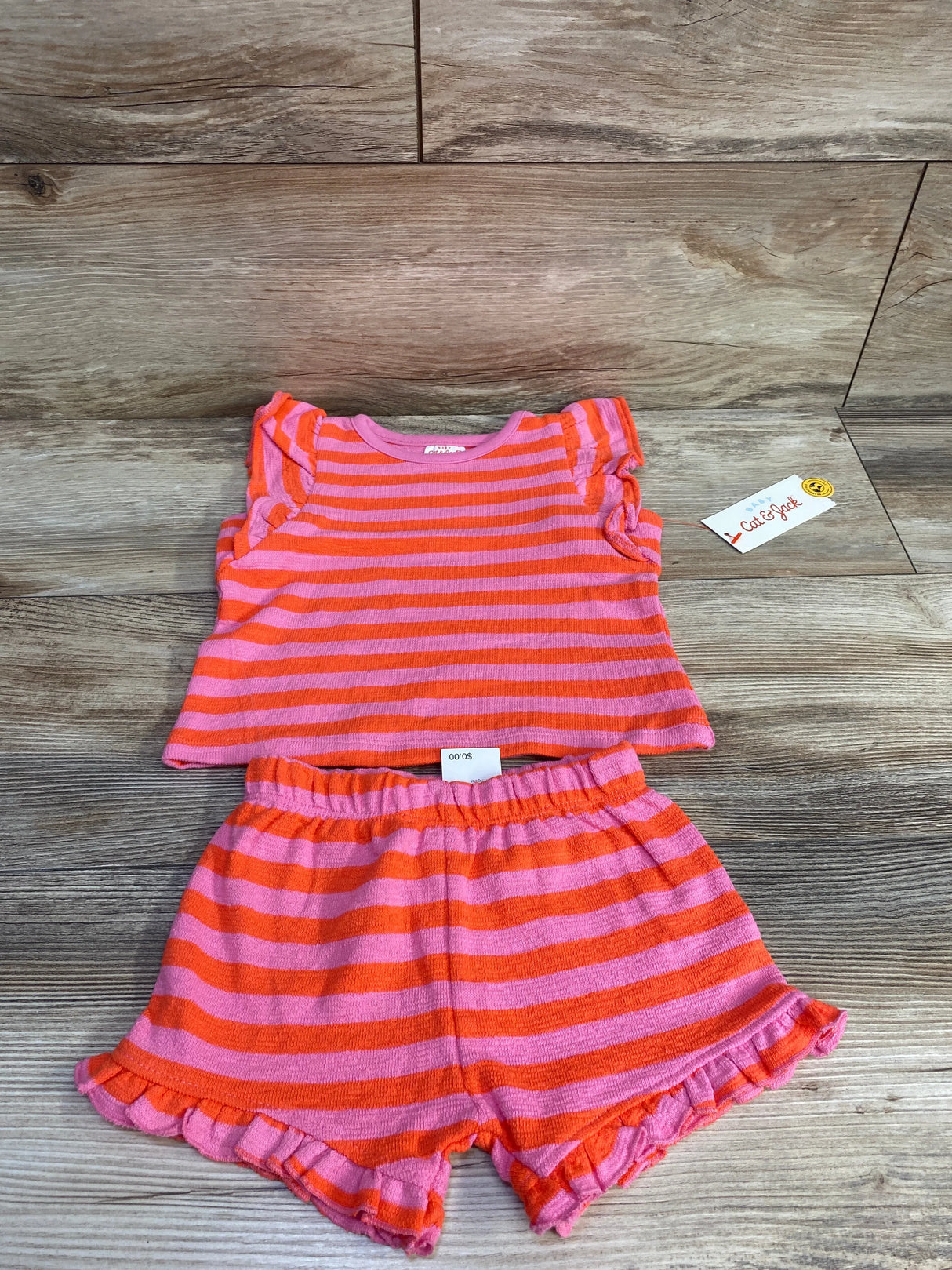 NEW Cat & Jack 2pc Striped Set Pink sz 12m