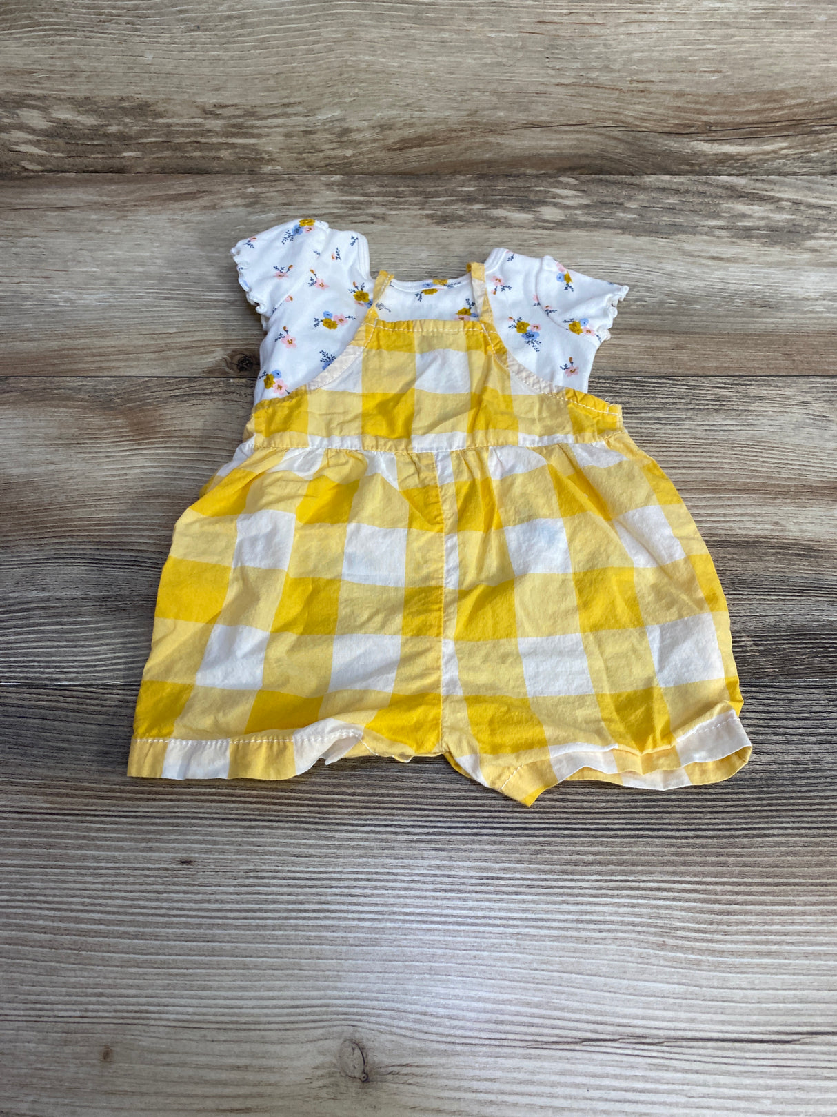 Carter's 2pc Shirt & Gingham Romper Yellow sz Newborn