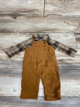 PatPat Flannel & Corduroy Overalls Brown sz 3-6m