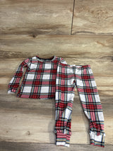 Laura Ashley 2pc Plaid Pajama Set White sz 2T