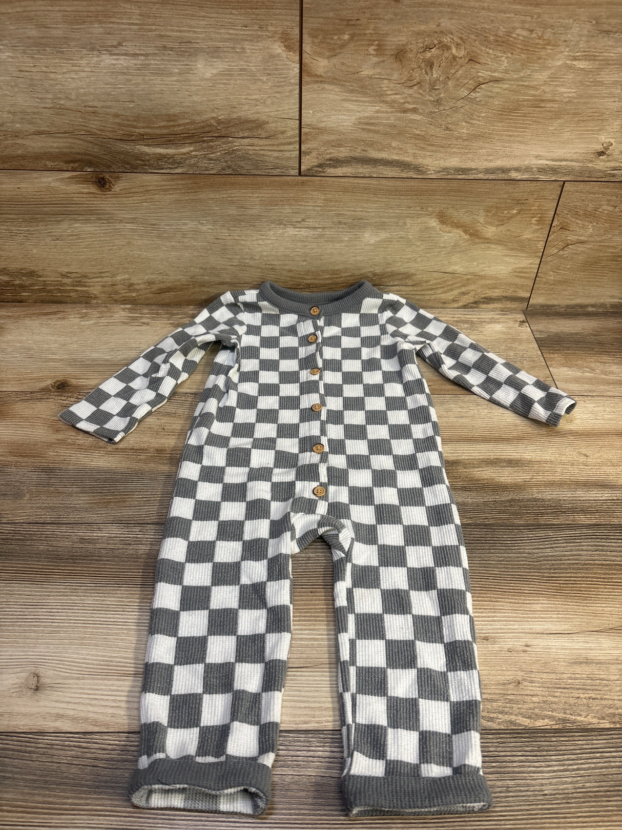 Cat & Jack Checker Waffle Knit Coverall Grey sz 18m