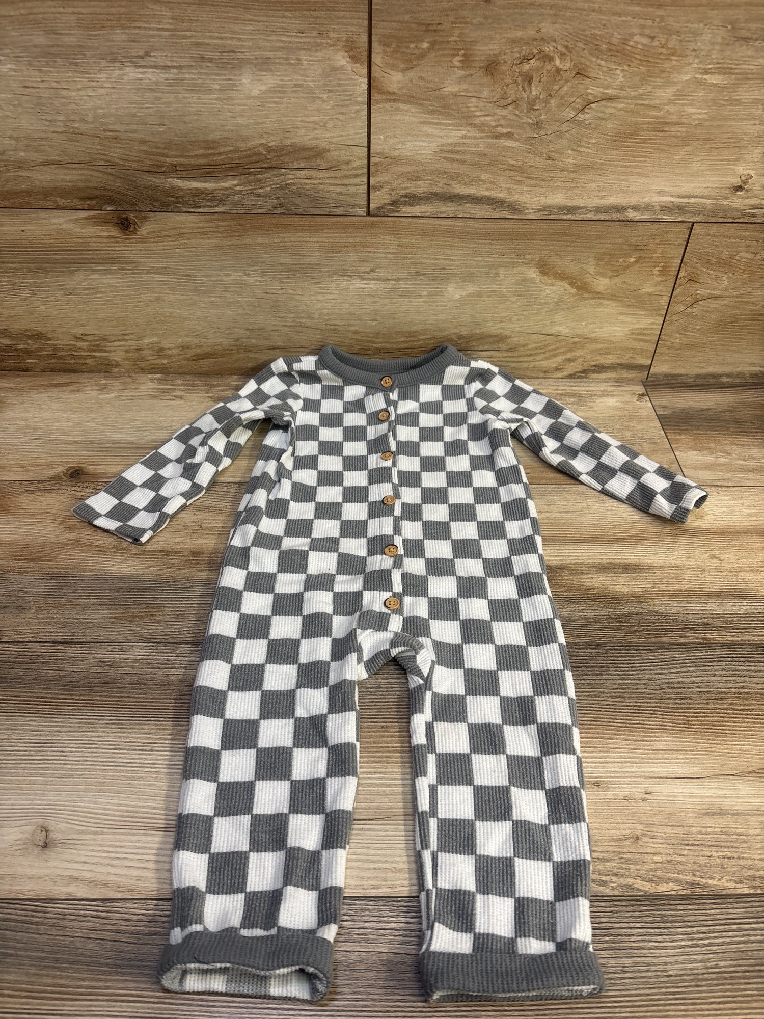 Cat & Jack Checker Waffle Knit Coverall Grey sz 18m