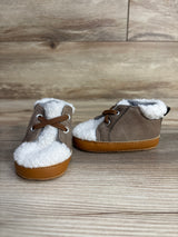 Cat & Jack Sherpa High-Top Crib Shoes Brown sz 3-4c