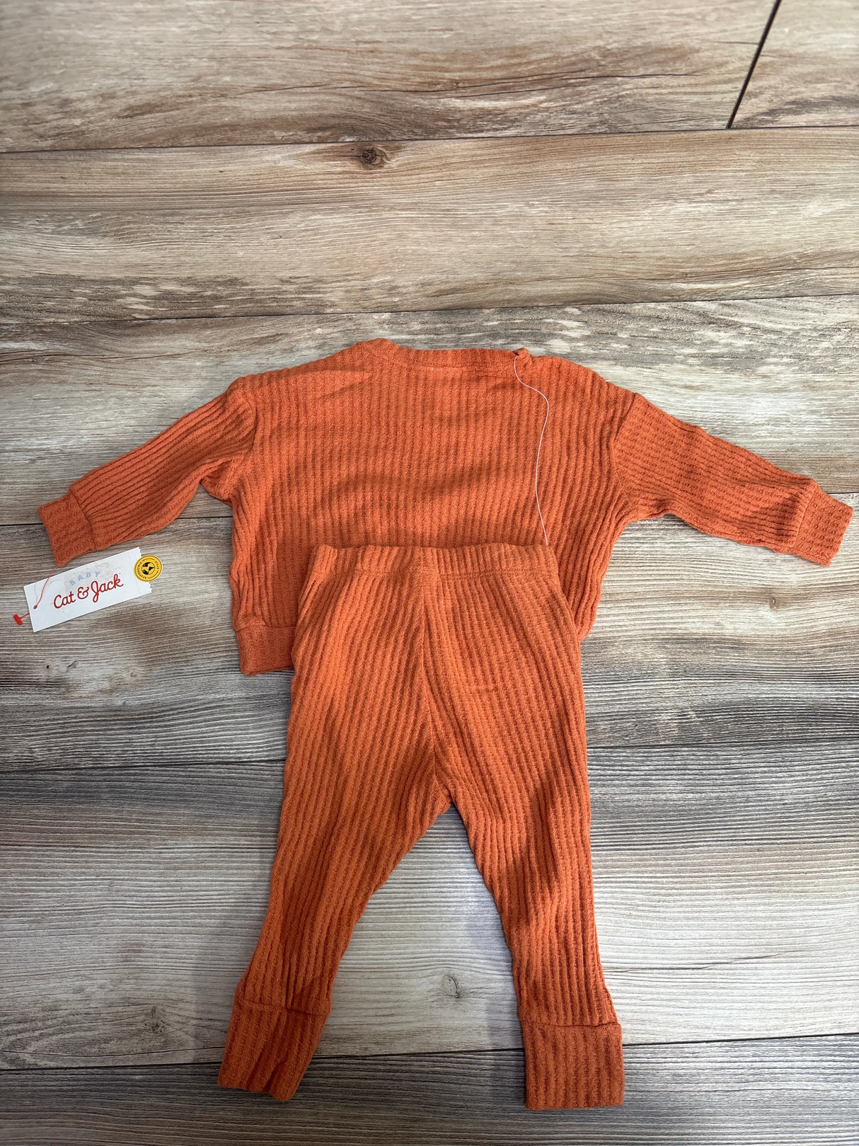 NEW Cat & Jack 2pc Waffle Knit Shirt & Pants Rust sz 6-9m